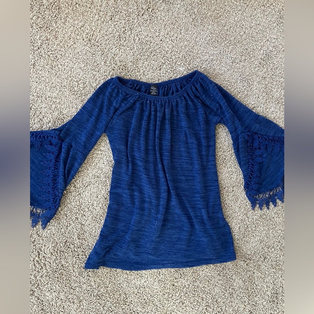 Womens Blue Flowy Tunic Large